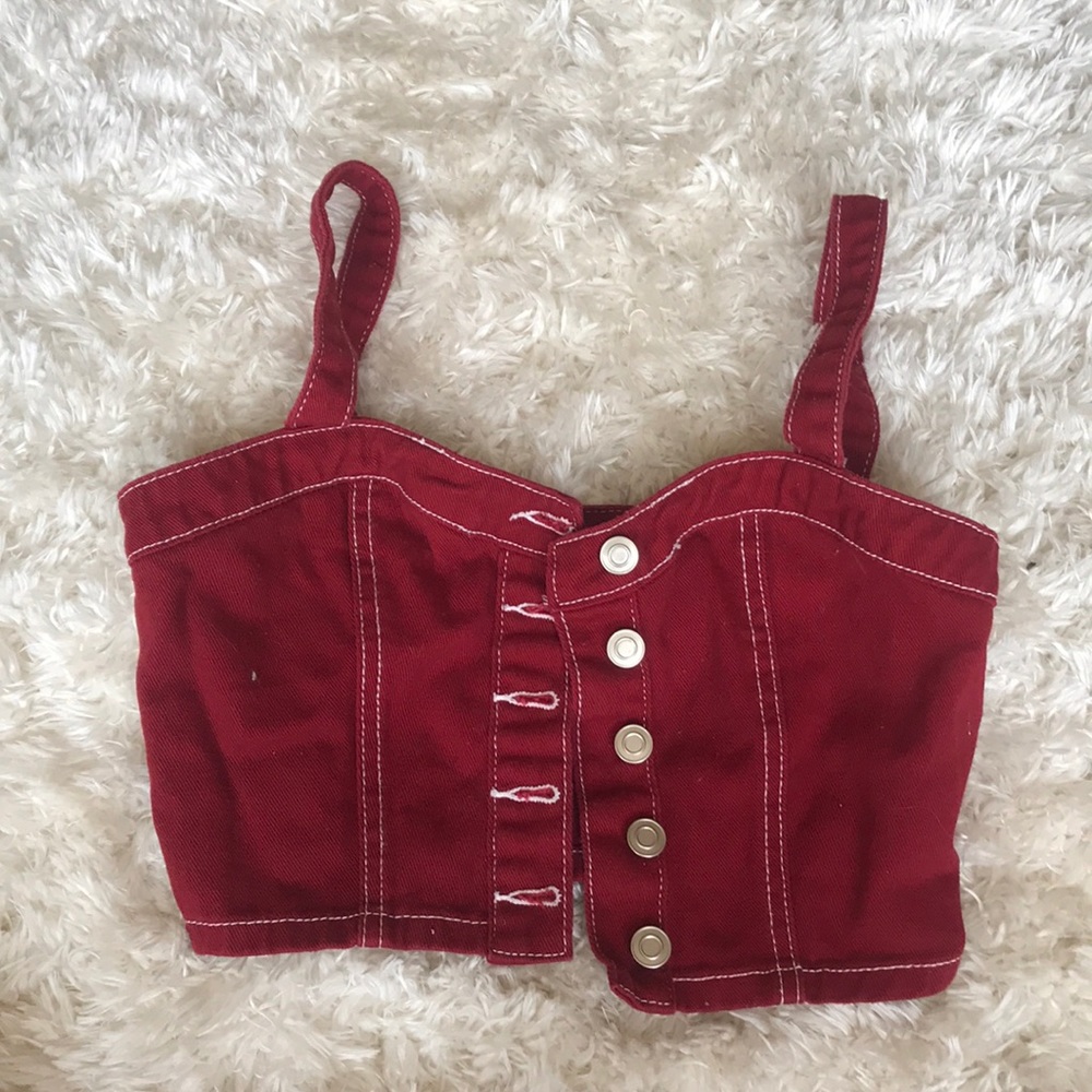 Red denim top